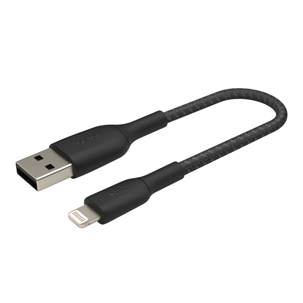 Obrázek BELKIN kabel oplétaný USB-A - Lightning 15cm, čern