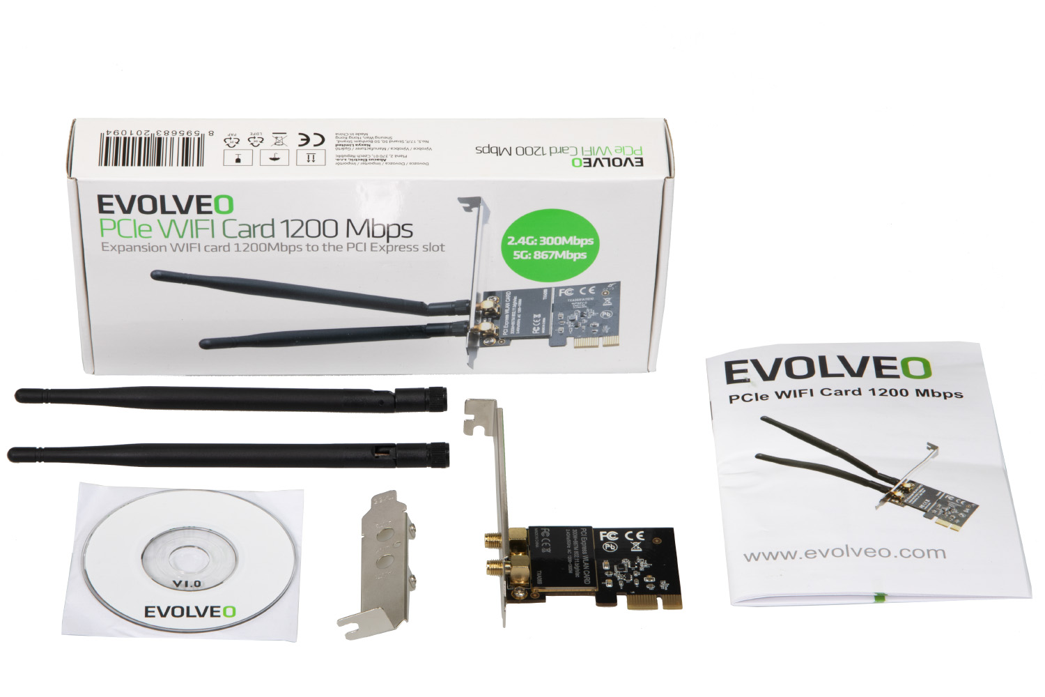 Obrázek EVOLVEO PCIe WIFI Card 1200 Mbps, rozšiřující karta