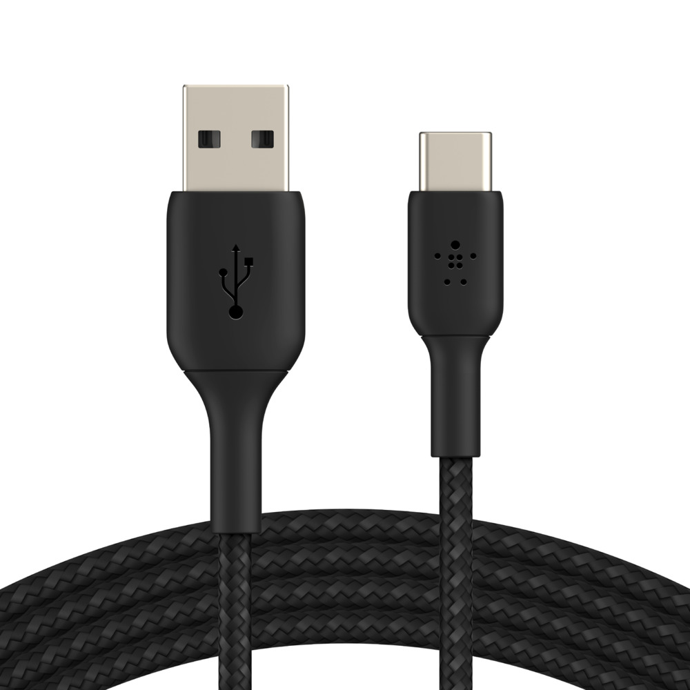 Obrázek BELKIN kabel oplétaný USB-C - USB-A, 1m, černý