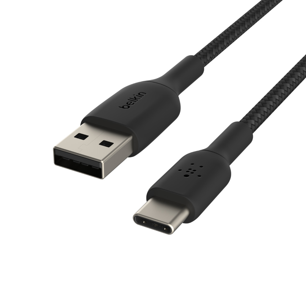 Obrázek BELKIN kabel oplétaný USB-C - USB-A, 1m, černý