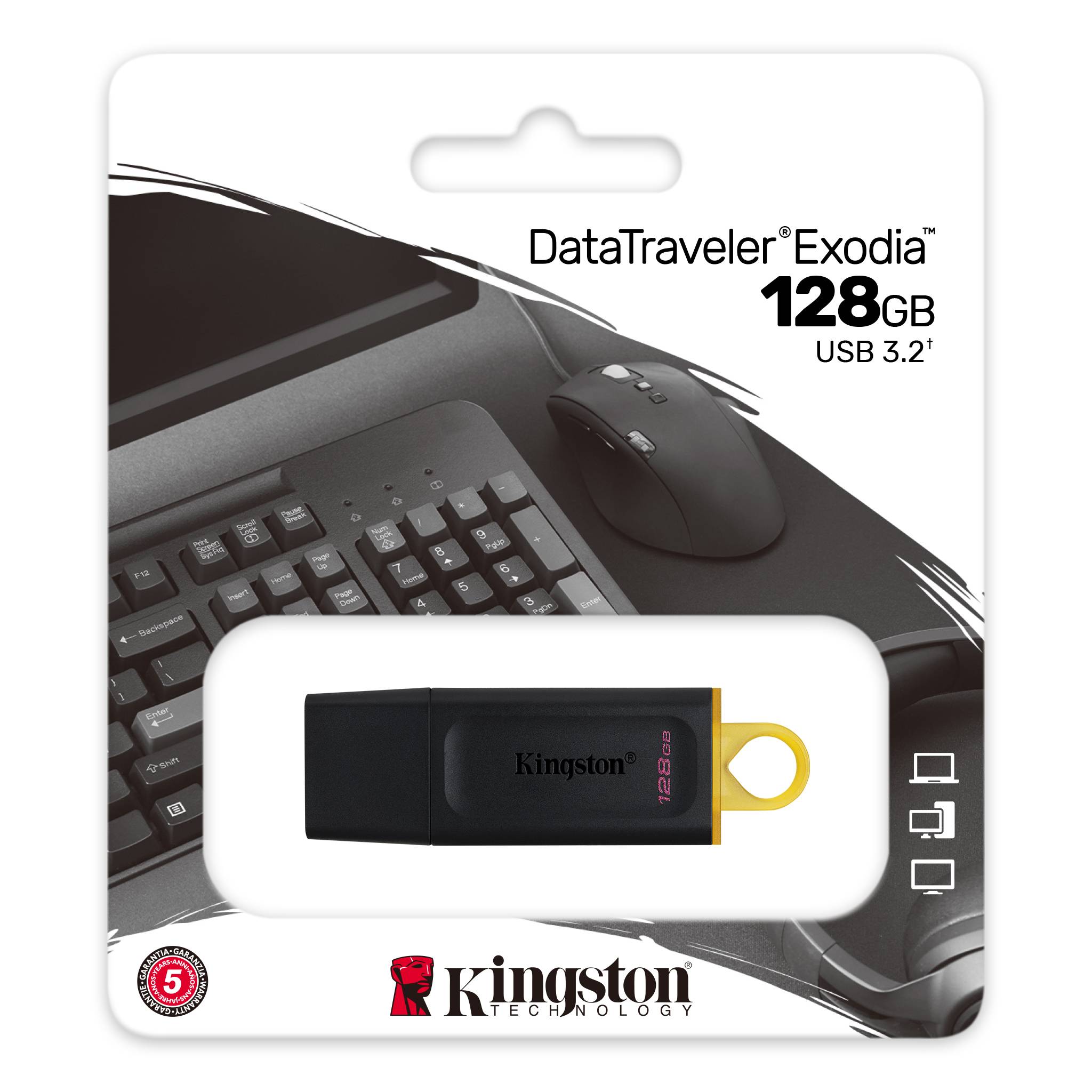 Obrázek Kingston DataTraveler Exodia/128GB/USB 3.2/USB-A/Žlutá