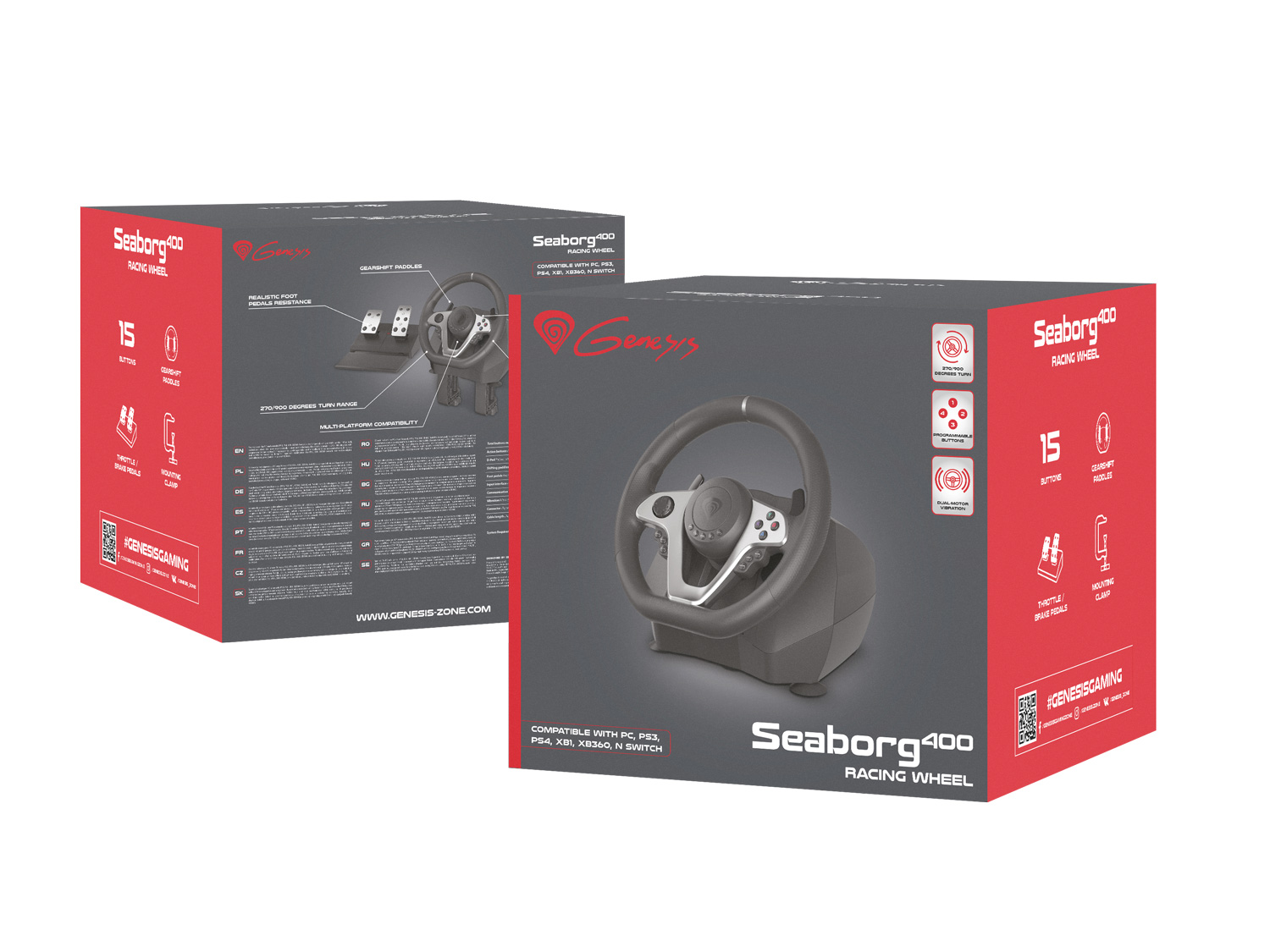Obrázek Herní volant Genesis Seaborg 400, multiplatformní pro PC, PS4, PS3, Xbox One,  Xbox 360, Nintendo Switch