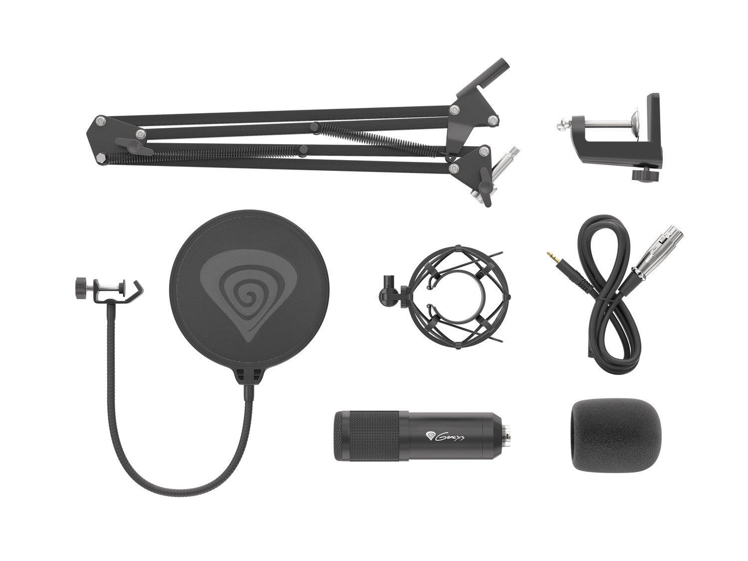 Obrázek Streamovací mikrofon Genesis Radium 300,XLR, kardioidní polarizace, ohybné rameno, pop-filter