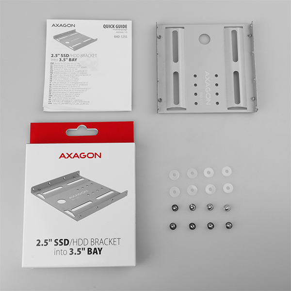 Obrázek AXAGON RHD-125S, kovový rámeček pro 1x 2.5" HDD/SSD do 3.5" pozice, šedý