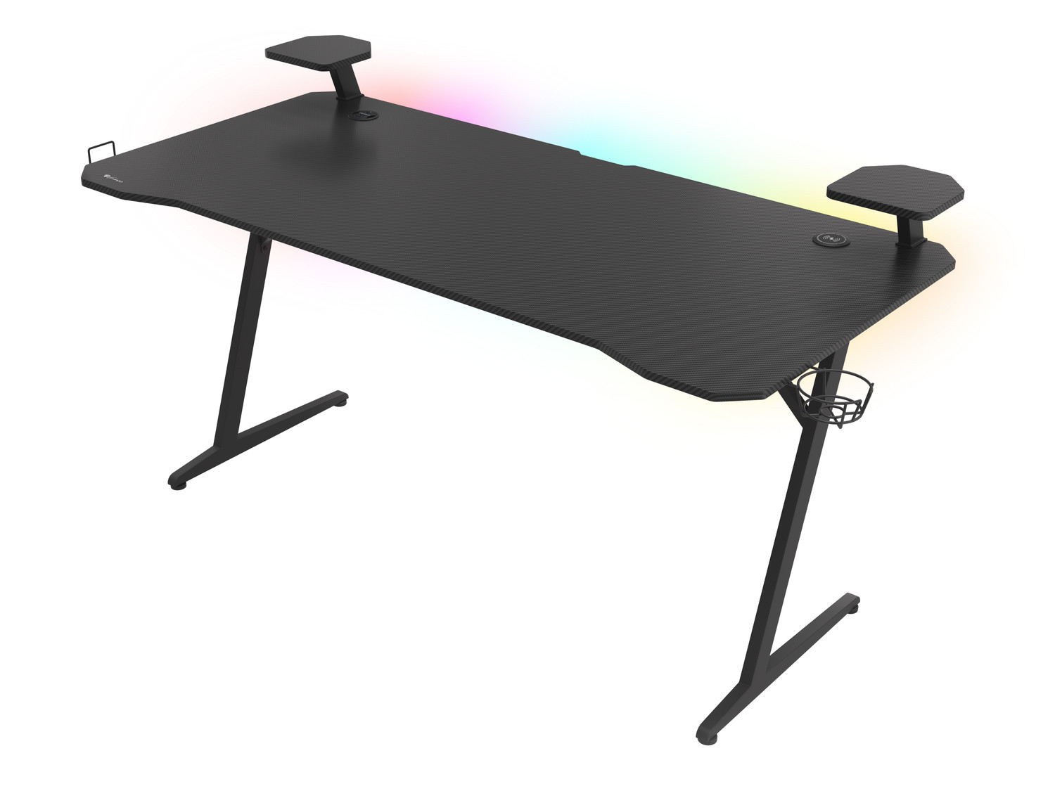 Obrázek Genesis Holm 510 RGB - herní stůl s RGB podsvícením, 160x75cm, 3xUSB 3.0, bezdrátová nabíječka