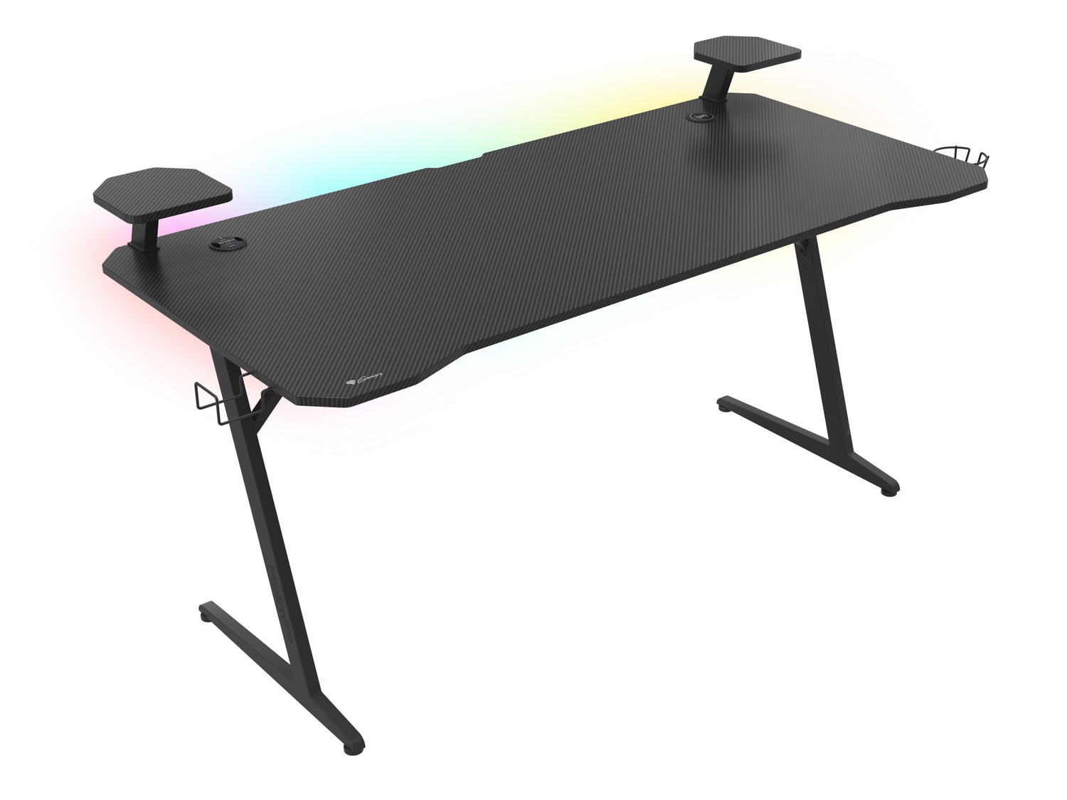 Obrázek Genesis Holm 510 RGB - herní stůl s RGB podsvícením, 160x75cm, 3xUSB 3.0, bezdrátová nabíječka