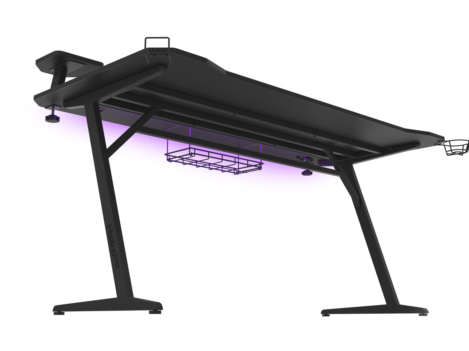 Obrázek Genesis Holm 510 RGB - herní stůl s RGB podsvícením, 160x75cm, 3xUSB 3.0, bezdrátová nabíječka