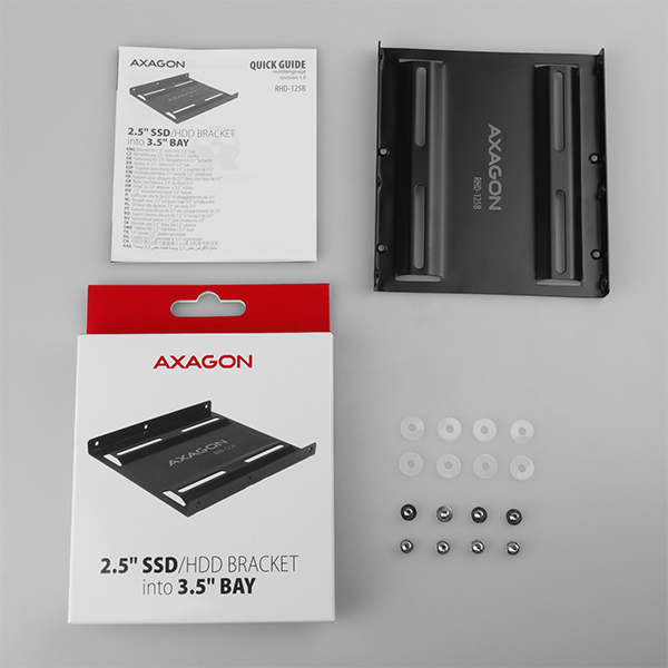 Obrázek AXAGON RHD-125B, kovový rámeček pro 1x 2.5" HDD/SSD do 3.5" pozice, černý