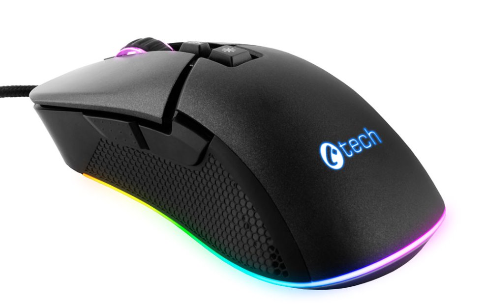 Obrázek C-TECH Dawn/Herní/Optická/Pro praváky/6 400 DPI/Drátová USB/Černá