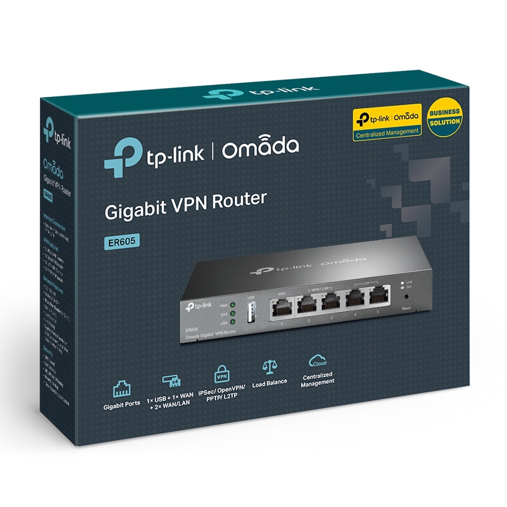 Obrázek TP-Link ER605 v2 Gb Multi-WAN VPN router, port USB, Omada SDN
