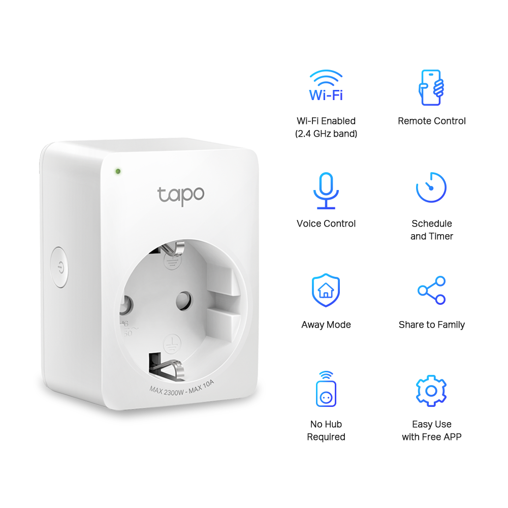 Obrázek TP-link Tapo P100(2-pack) WiFi chytrá zásuvka, 10A