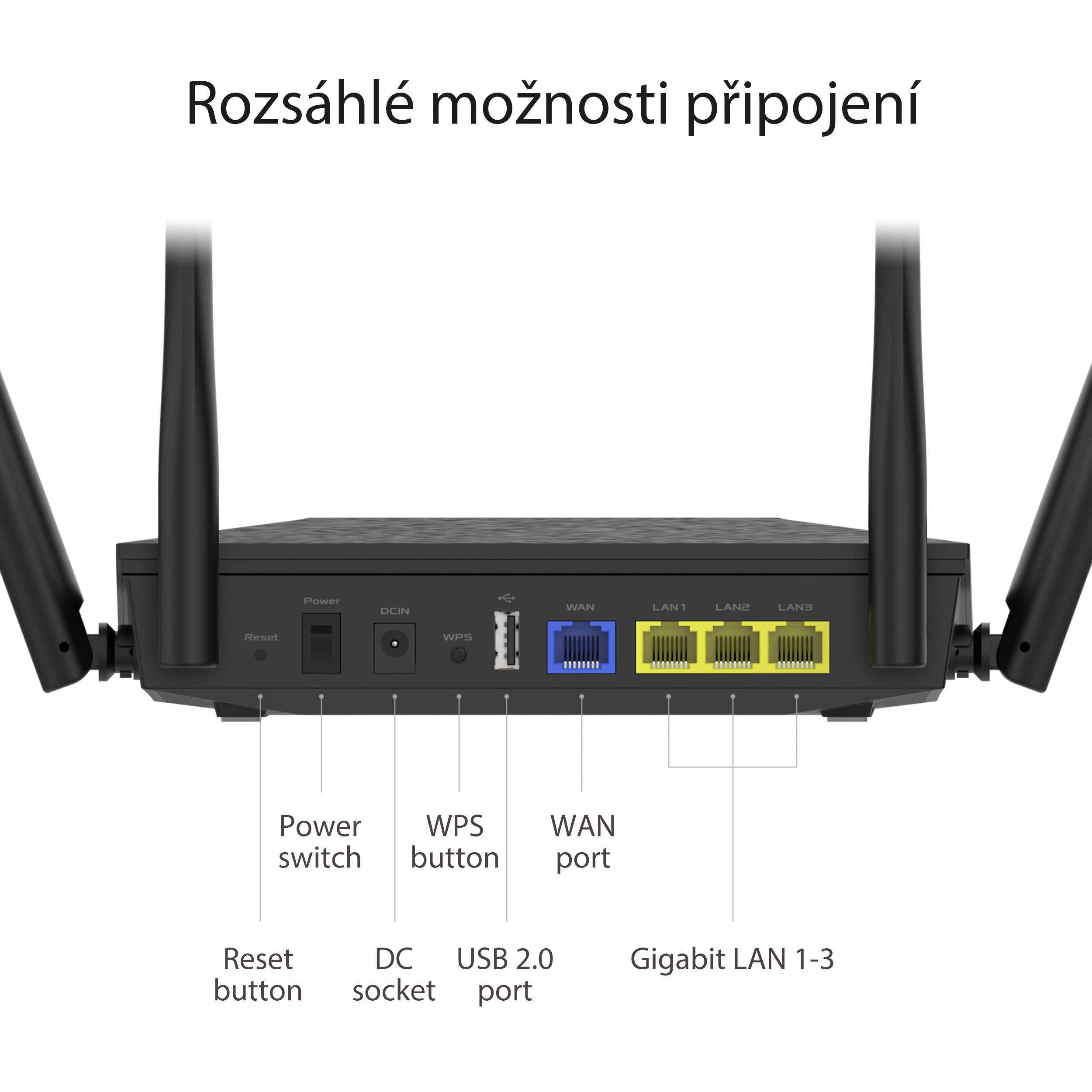 Obrázek ASUS RT-AX53U (AX1800) WiFi 6 Extendable Router, 4G/5G Router replacement, AiMesh
