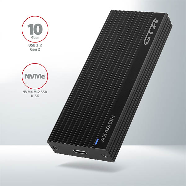 Obrázek AXAGON EEM2-GTR, USB-C 3.2 Gen 2 - M.2 NVMe SSD kovový THIN RIB box