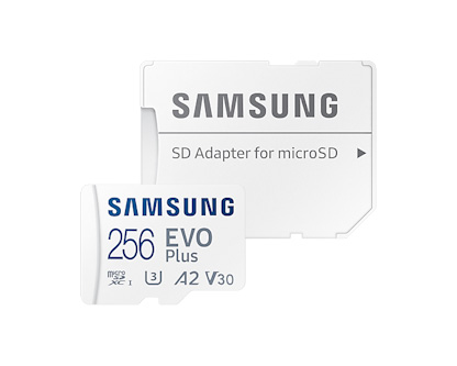 Obrázek Samsung EVO Plus/micro SDXC/256GB/130MBps/UHS-I U3 / Class 10/+ Adaptér