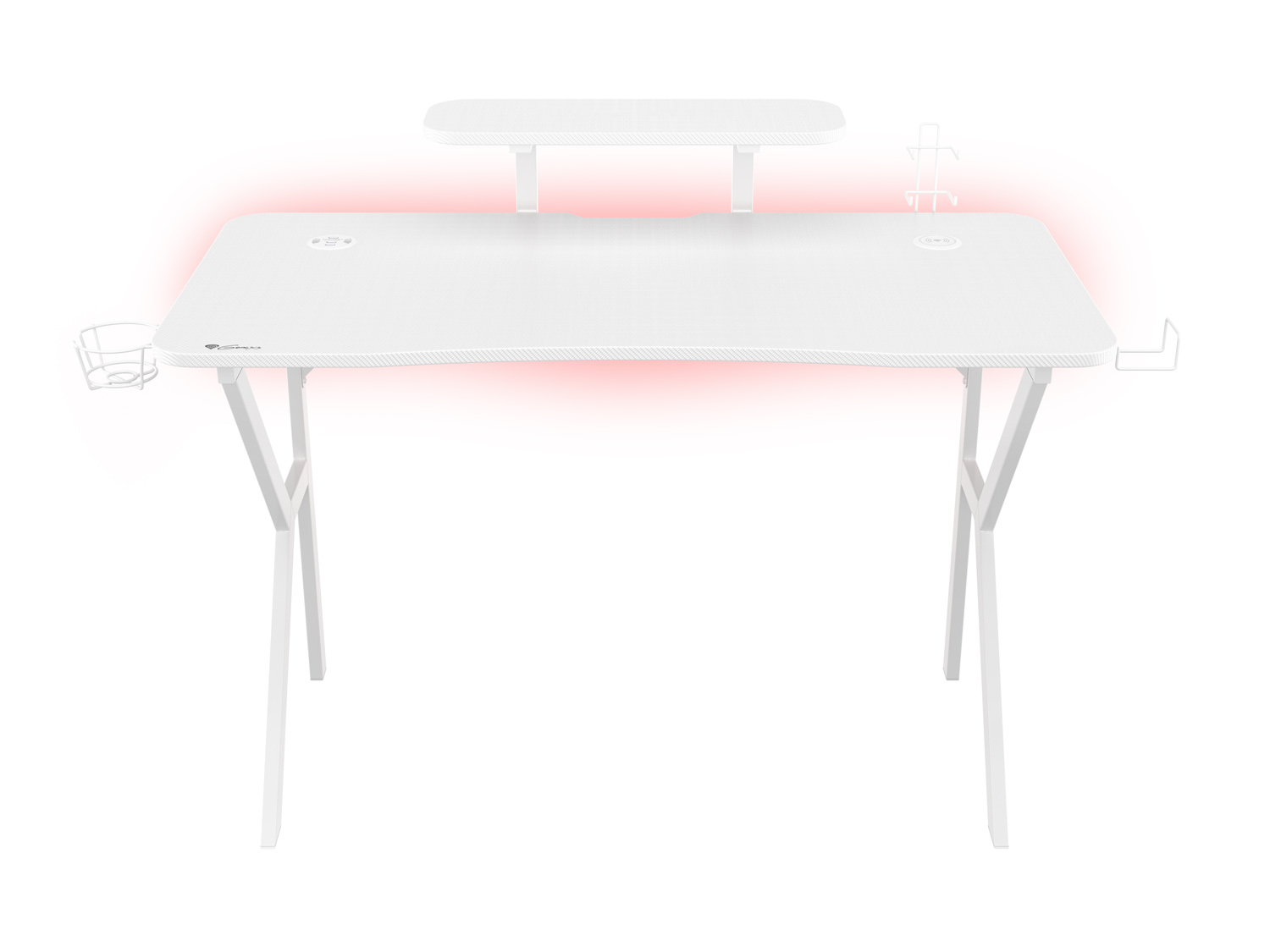 Obrázek Genesis herní stůl Holm 320, RGB podsvícení, bílý, 120x60cm, 3xUSB 3.0, bezdrátová nabíječka