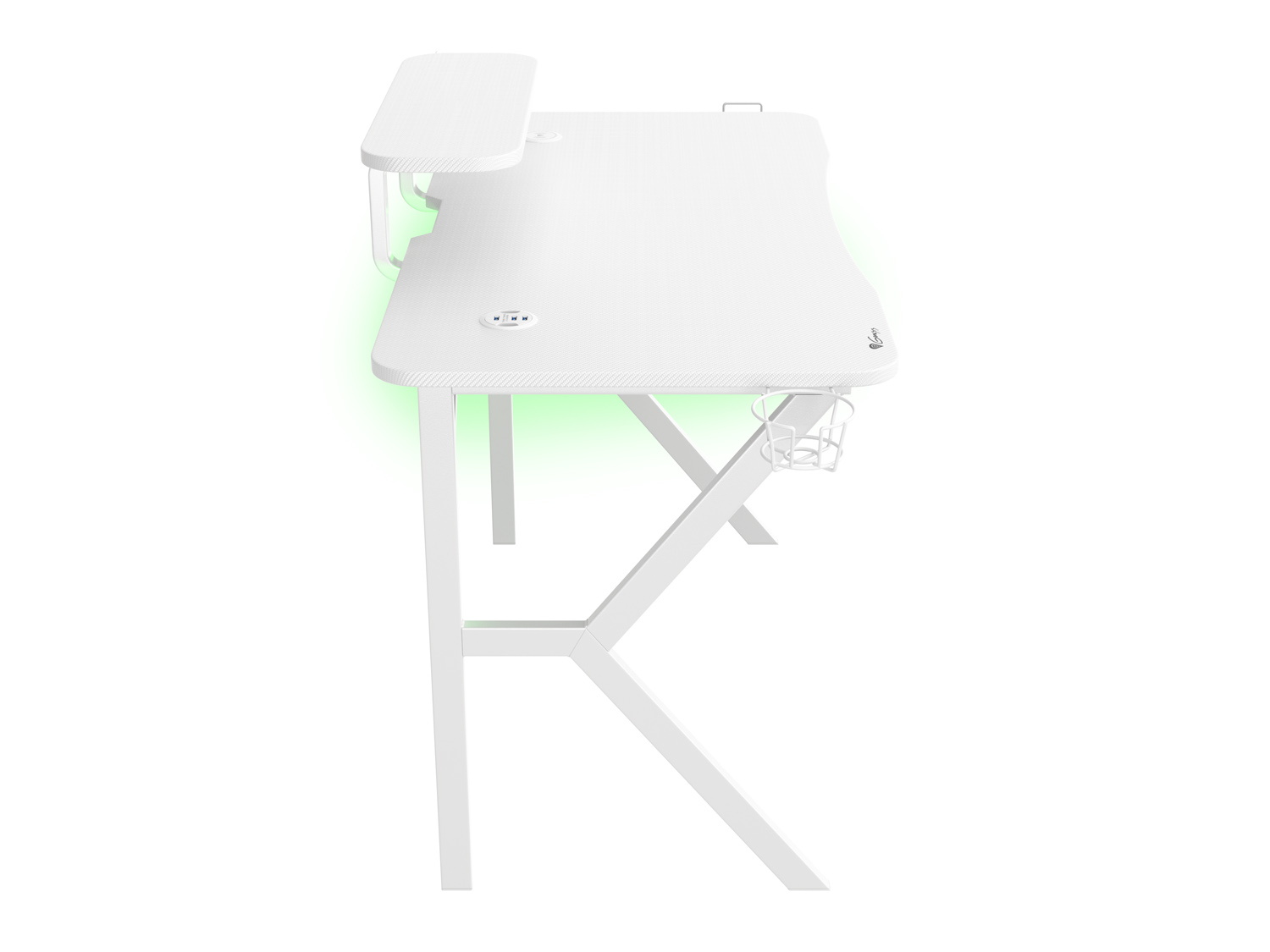 Obrázek Genesis herní stůl Holm 320, RGB podsvícení, bílý, 120x60cm, 3xUSB 3.0, bezdrátová nabíječka