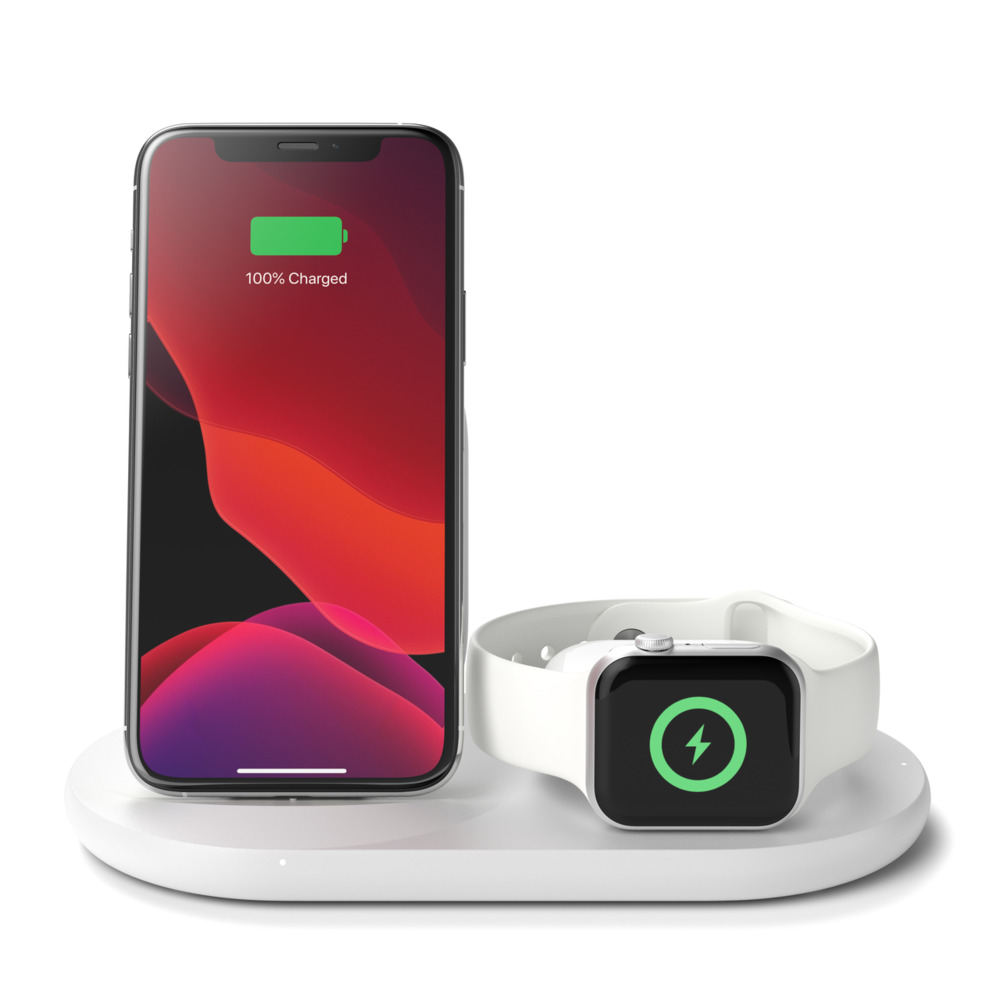 Obrázek BELKIN Qi 3v1 nabíjecí stojan, bílý (iPhone, Apple Watch, AirPods)