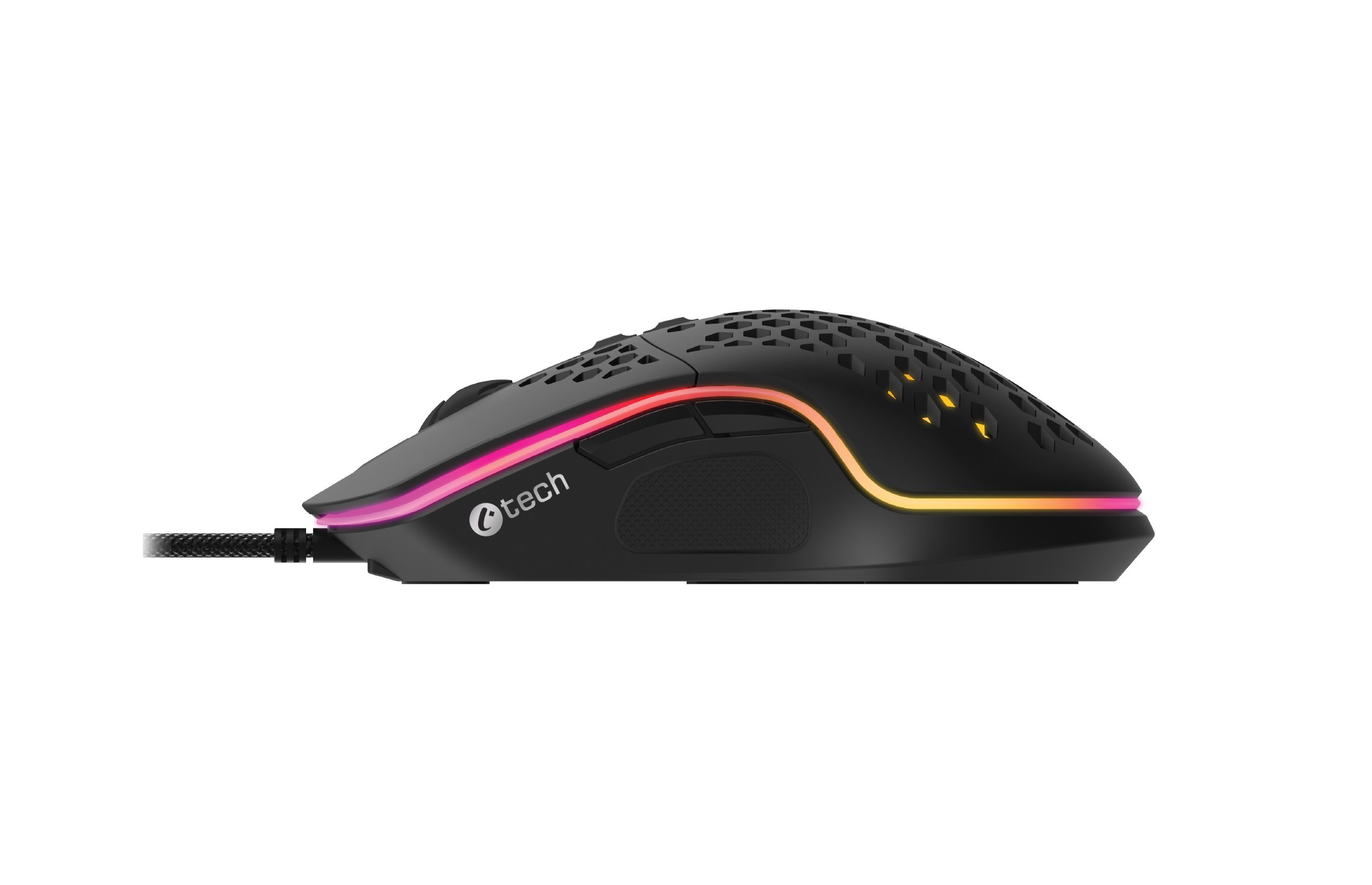 Obrázek C-TECH Scarab/Herní/Optická/Pro praváky/7 200 DPI/Drátová USB/Černá