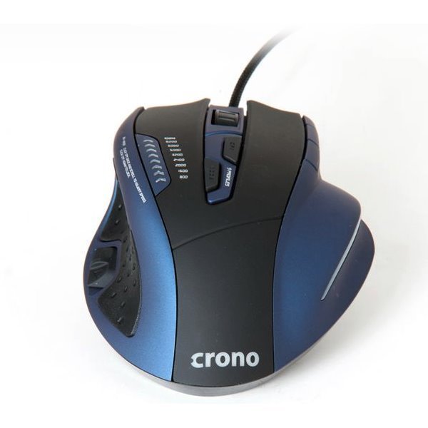 Obrázek Crono CM638/Herní/Laserová/Pro praváky/8 200 DPI/Drátová USB/Černá-modrá