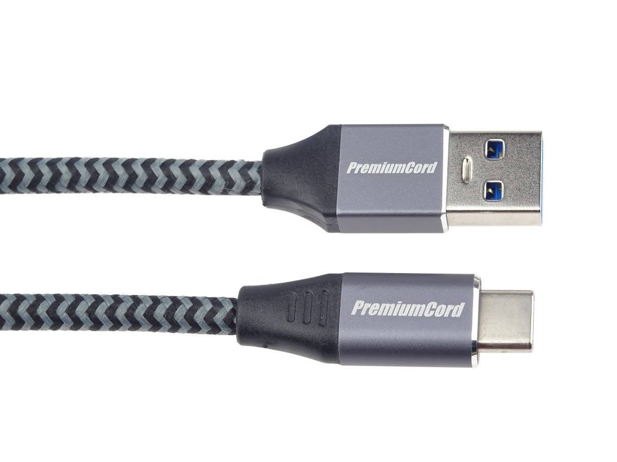 Obrázek PremiumCord kabel USB-C - USB 3.0 A (USB 3.1 generation 1, 3A, 5Gbit/s) 0,5m oplet