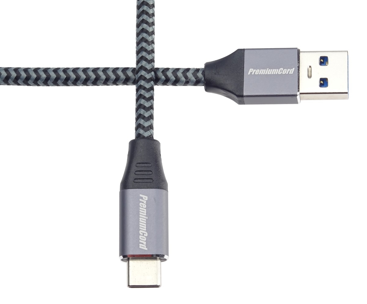 Obrázek PremiumCord kabel USB-C - USB 3.0 A (USB 3.1 generation 1, 3A, 5Gbit/s) 2m oplet