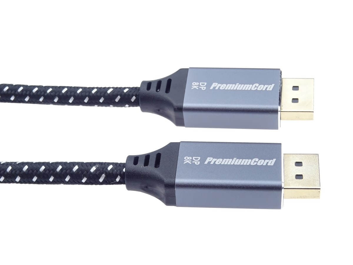 Obrázek PremiumCord DisplayPort 1.4 přípojný kabel, kovové a zlacené konektory, 1m