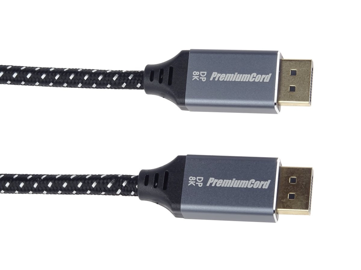 Obrázek PremiumCord DisplayPort 1.4 přípojný kabel, kovové a zlacené konektory, 1,5m