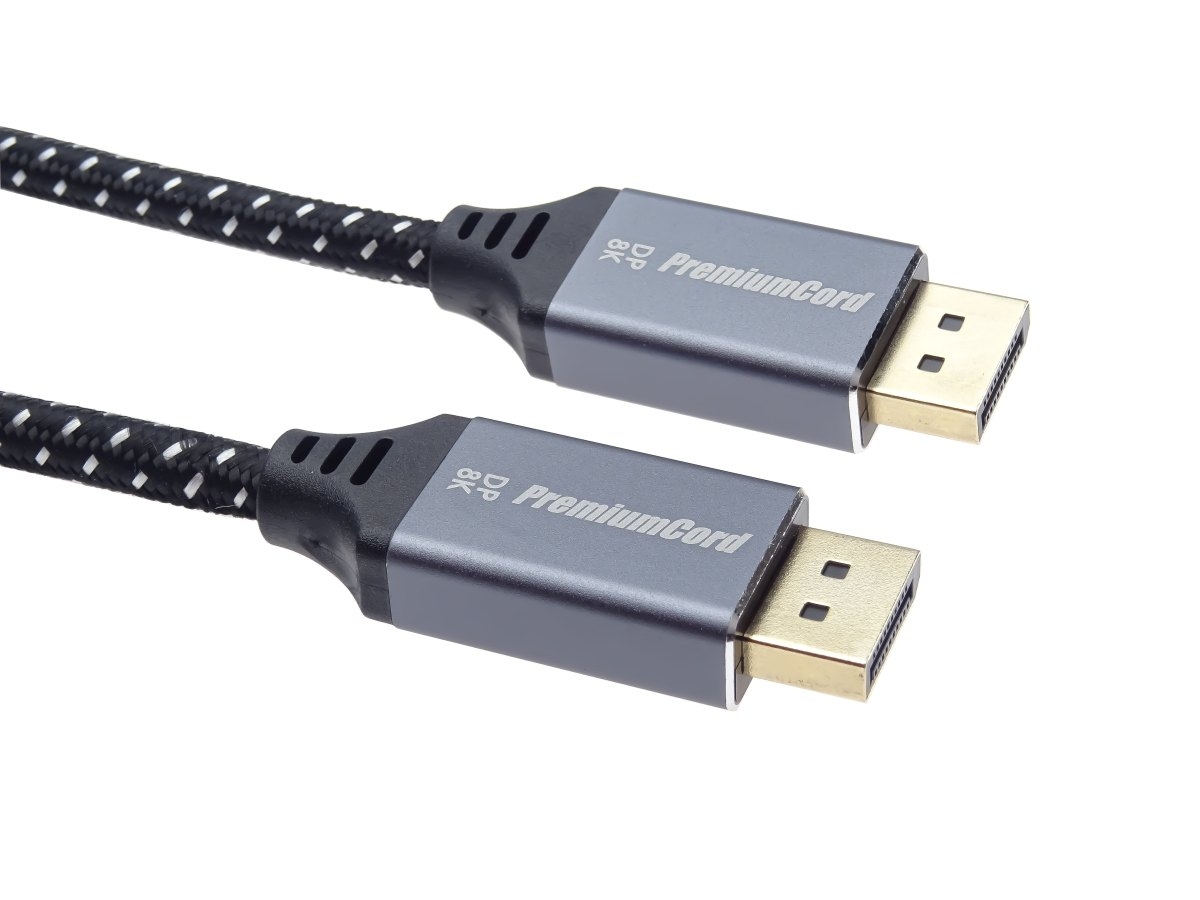 Obrázek PremiumCord DisplayPort 1.4 přípojný kabel, kovové a zlacené konektory, 1,5m
