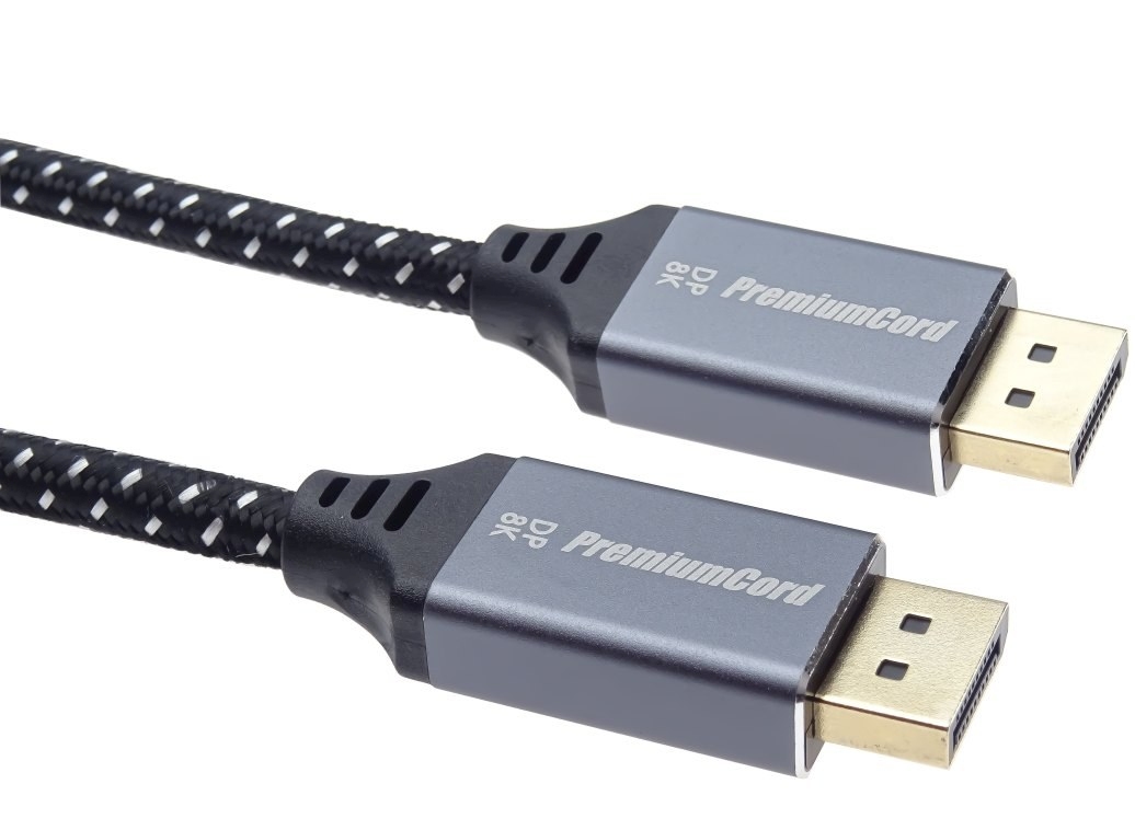 Obrázek PremiumCord DisplayPort 1.4 přípojný kabel, kovové a zlacené konektory, 2m