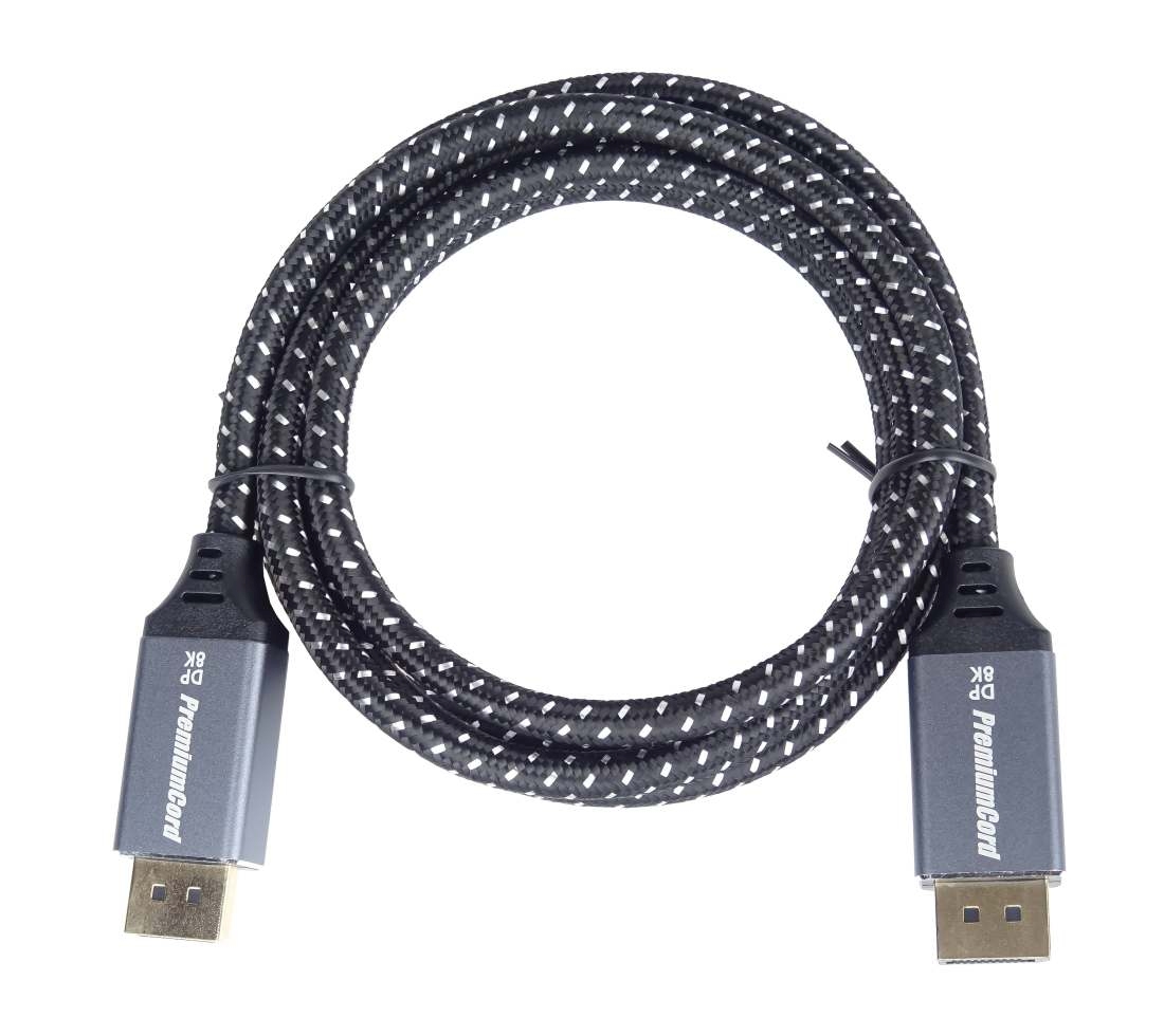Obrázek PremiumCord DisplayPort 1.4 přípojný kabel, kovové a zlacené konektory, 3m