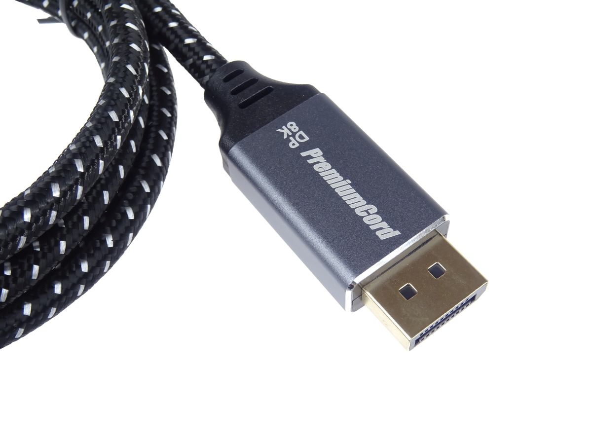 Obrázek PremiumCord DisplayPort 1.4 přípojný kabel, kovové a zlacené konektory, 3m