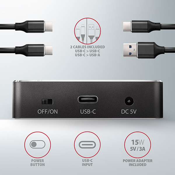 Obrázek AXAGON ADSA-M2C, USB-C 3.2 Gen 2 -  2x M.2 NVMe SSD CLONE MASTER dokovací stanice