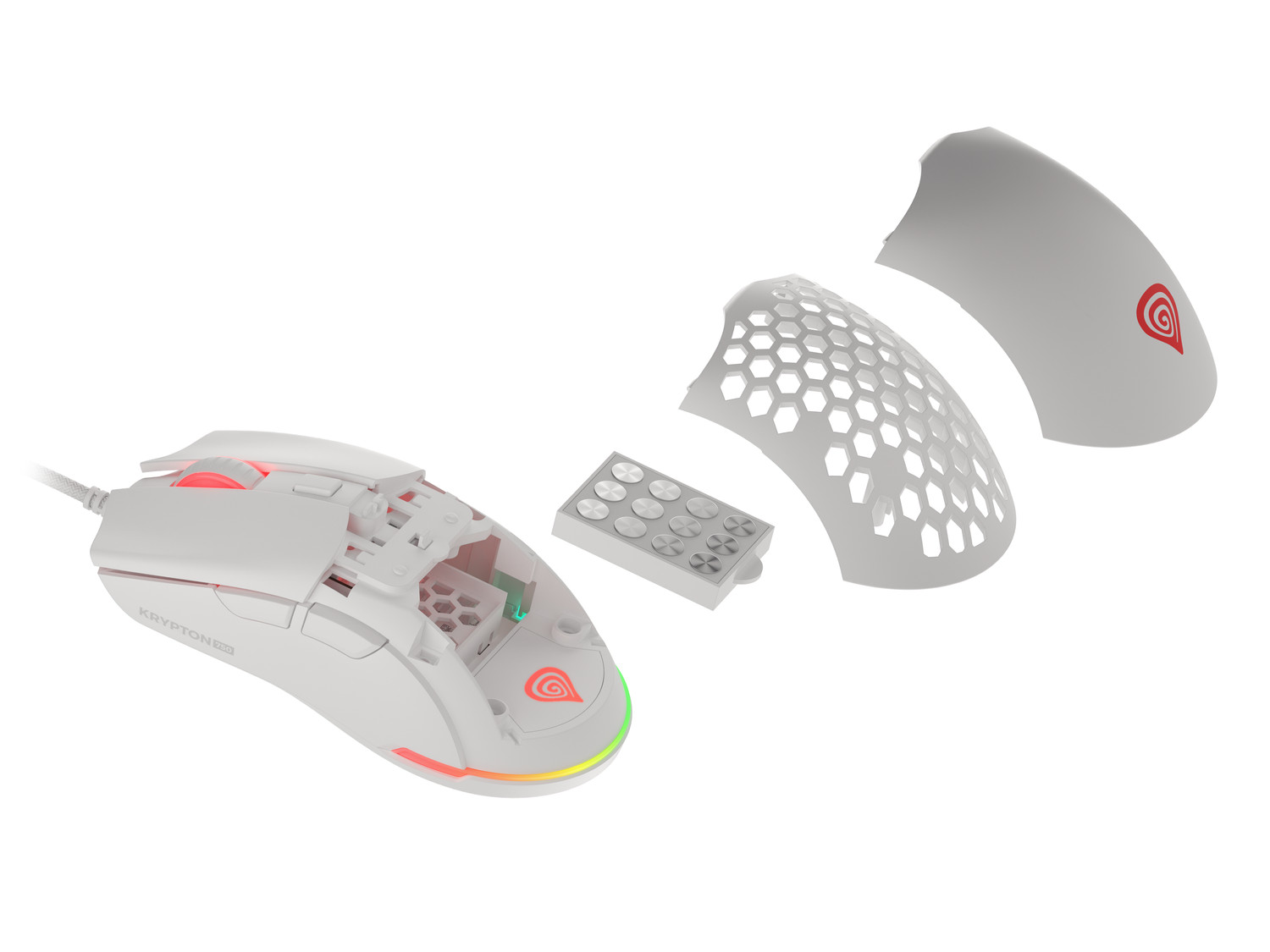 Obrázek Genesis herní optická myš KRYPTON 750/RGB/8000 DPI/Herní/Optická/Drátová USB/Bílá