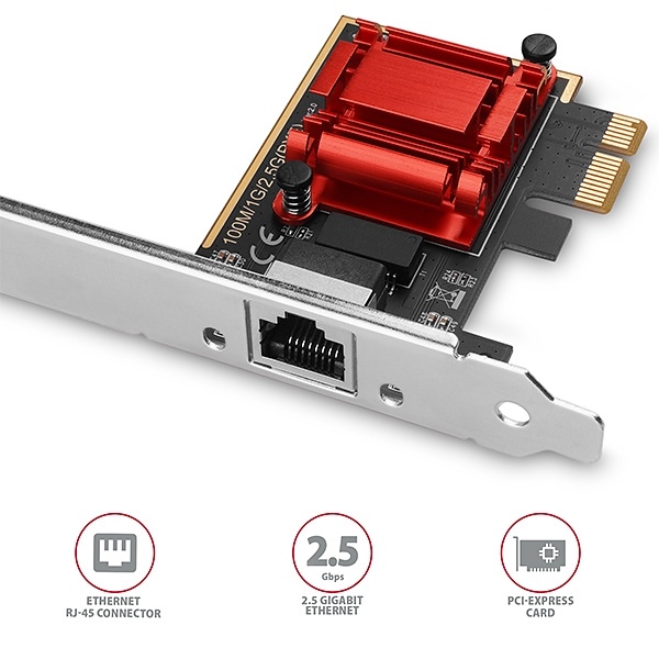 Obrázek AXAGON PCEE-G25, PCIe síťová karta - 1x 2.5 Gigabit Ethernet port (RJ-45), Realtek, PXE, vč. LP