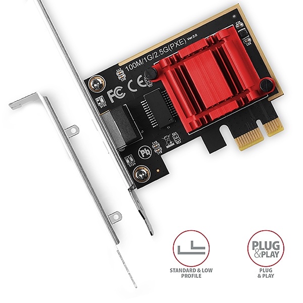 Obrázek AXAGON PCEE-G25, PCIe síťová karta - 1x 2.5 Gigabit Ethernet port (RJ-45), Realtek, PXE, vč. LP