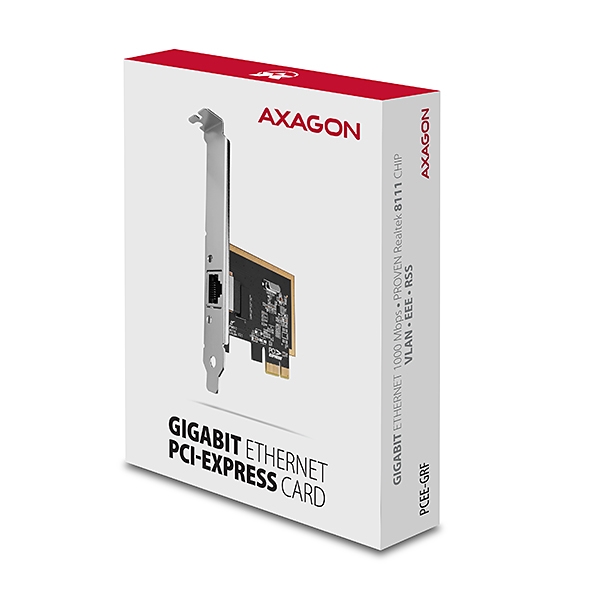 Obrázek AXAGON PCEE-GRF, PCIe síťová karta - 1x Gigabit Ethernet port (RJ-45), Realtek 8111F, vč. LP