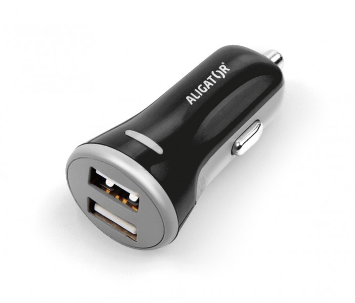 Obrázek ALIGATOR Chytrá nabíječka do auta 3.4A, 2xUSB, smart IC, černá, USB-C kabel