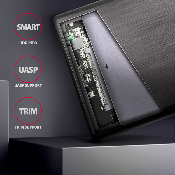 Obrázek AXAGON EE25-A6M, USB 3.2 Gen 1 - SATA 6G 2.5" kovový RAW box, bezšroubkový