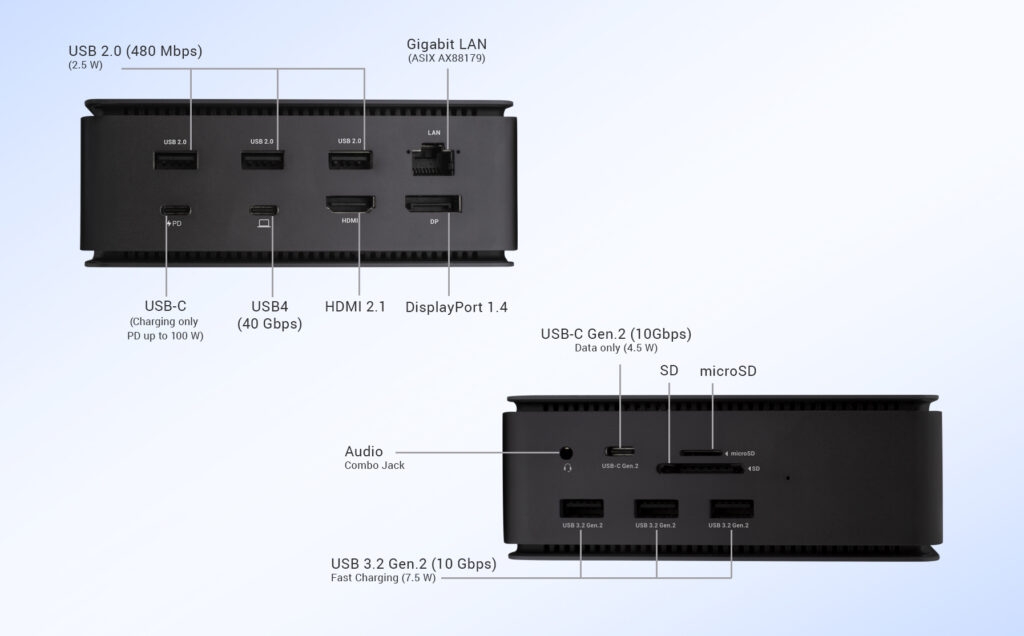 Obrázek i-tec USB4 Metal Docking station Dual 4K HDMI DP, PD 80W + zdroj 112W