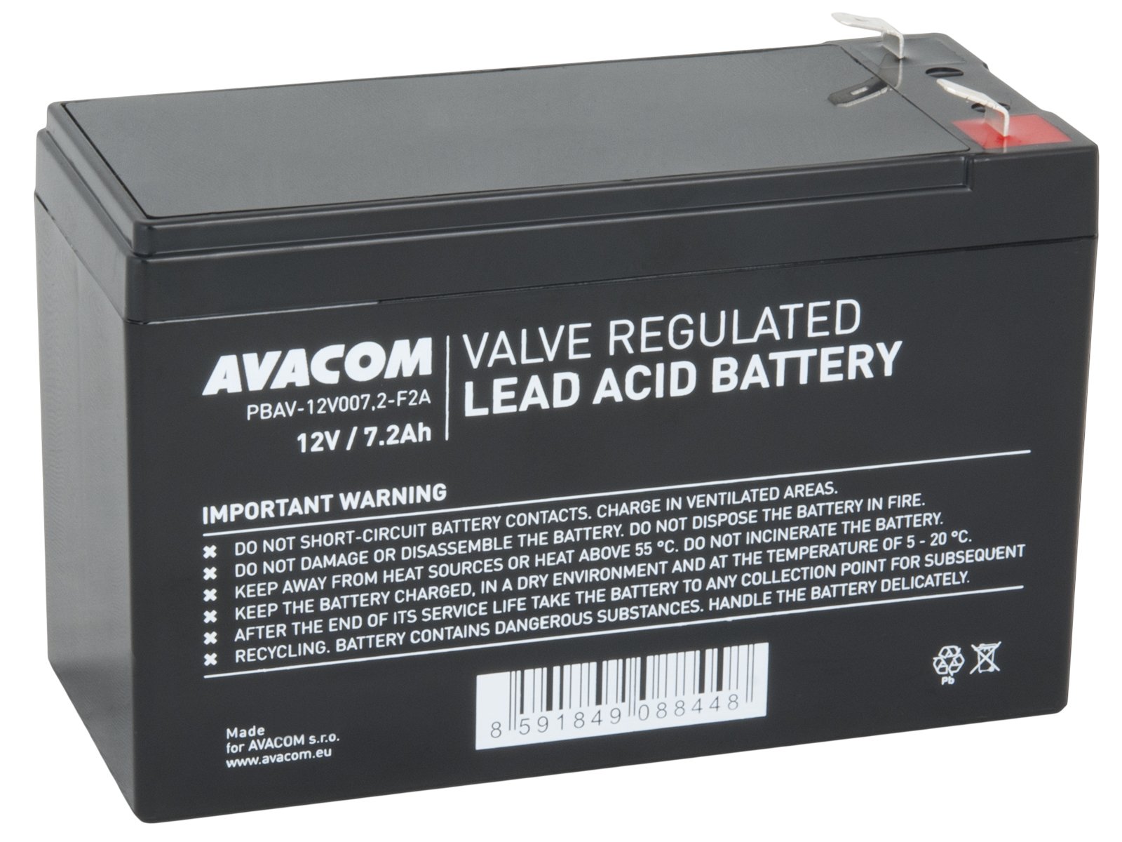 Obrázek AVACOM baterie 12V 7,2Ah F2 (PBAV-12V007,2-F2A)
