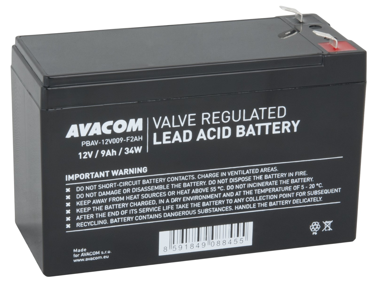 Obrázek AVACOM baterie 12V 9Ah F2 HighRate (PBAV-12V009-F2AH)