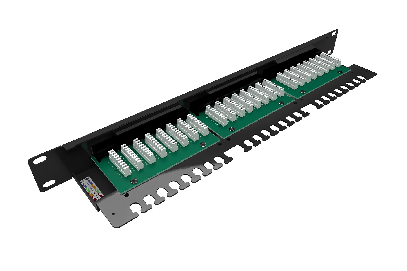 Obrázek 19" patch panel Solarix 24 x RJ45 CAT5E UTP s vyvazovací lištou 1U SX24L-5E-UTP-BK-N