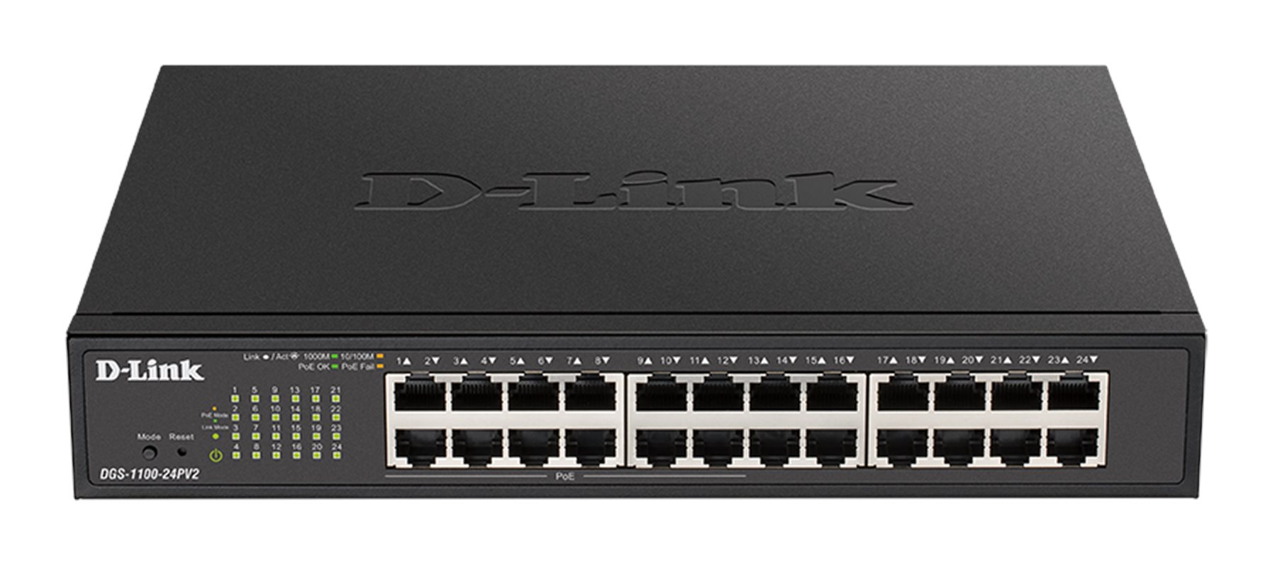 D-Link DGS-1100-24PV2 24-port Gigabit Smart switch, 12x GbE PoE+, PoE 100W