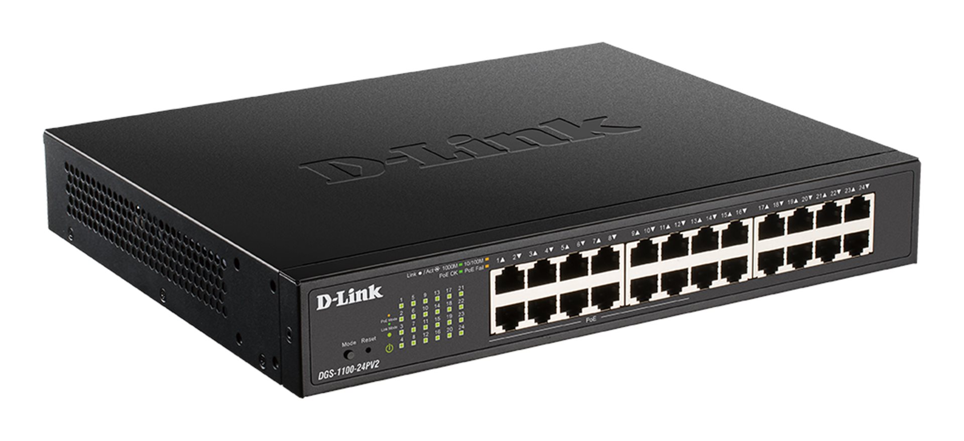 Obrázek D-Link DGS-1100-24PV2 24-port Gigabit Smart switch, 12x GbE PoE+, PoE 100W