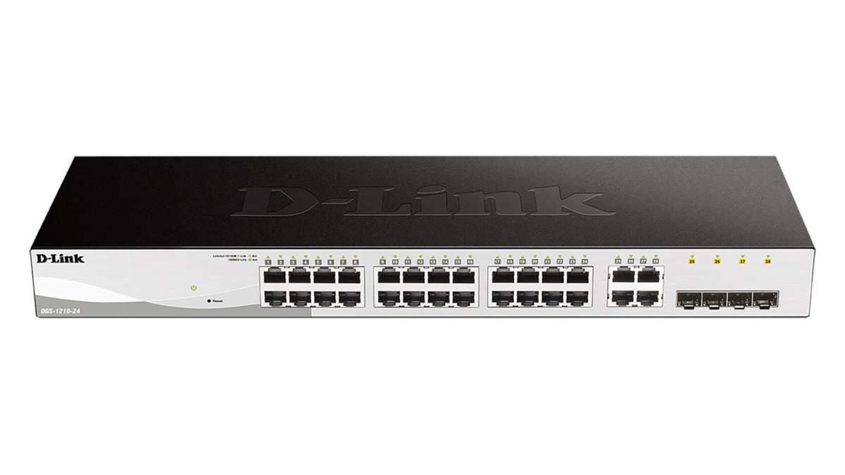 D-Link DGS-1210-24 Smart switch, 24x GbE, 4x RJ45/SFP, fanless