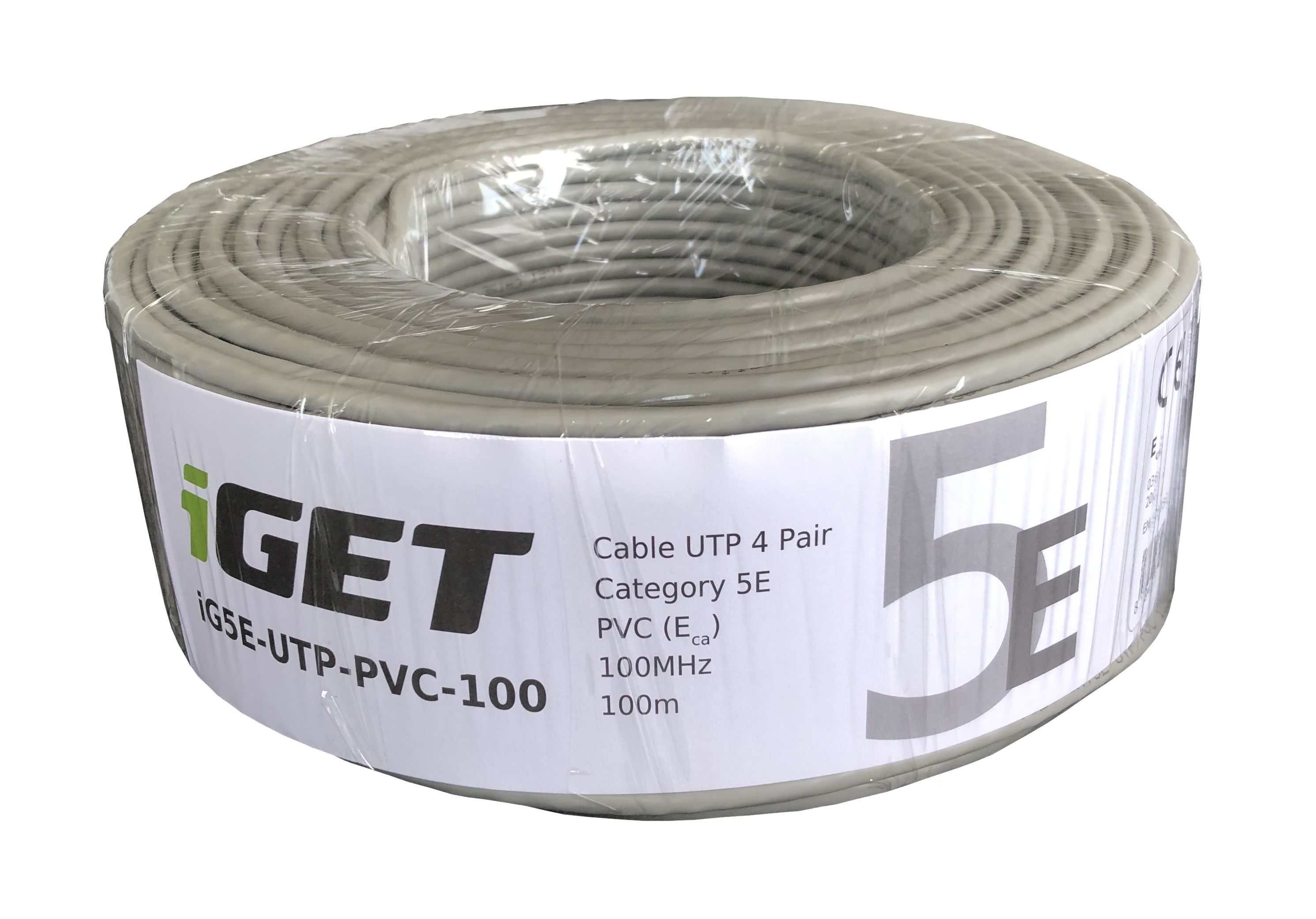 Obrázek Instalační kabel iGET CAT5E UTP PVC Eca 100m/role, kabel drát, s třídou reakce na oheň Eca