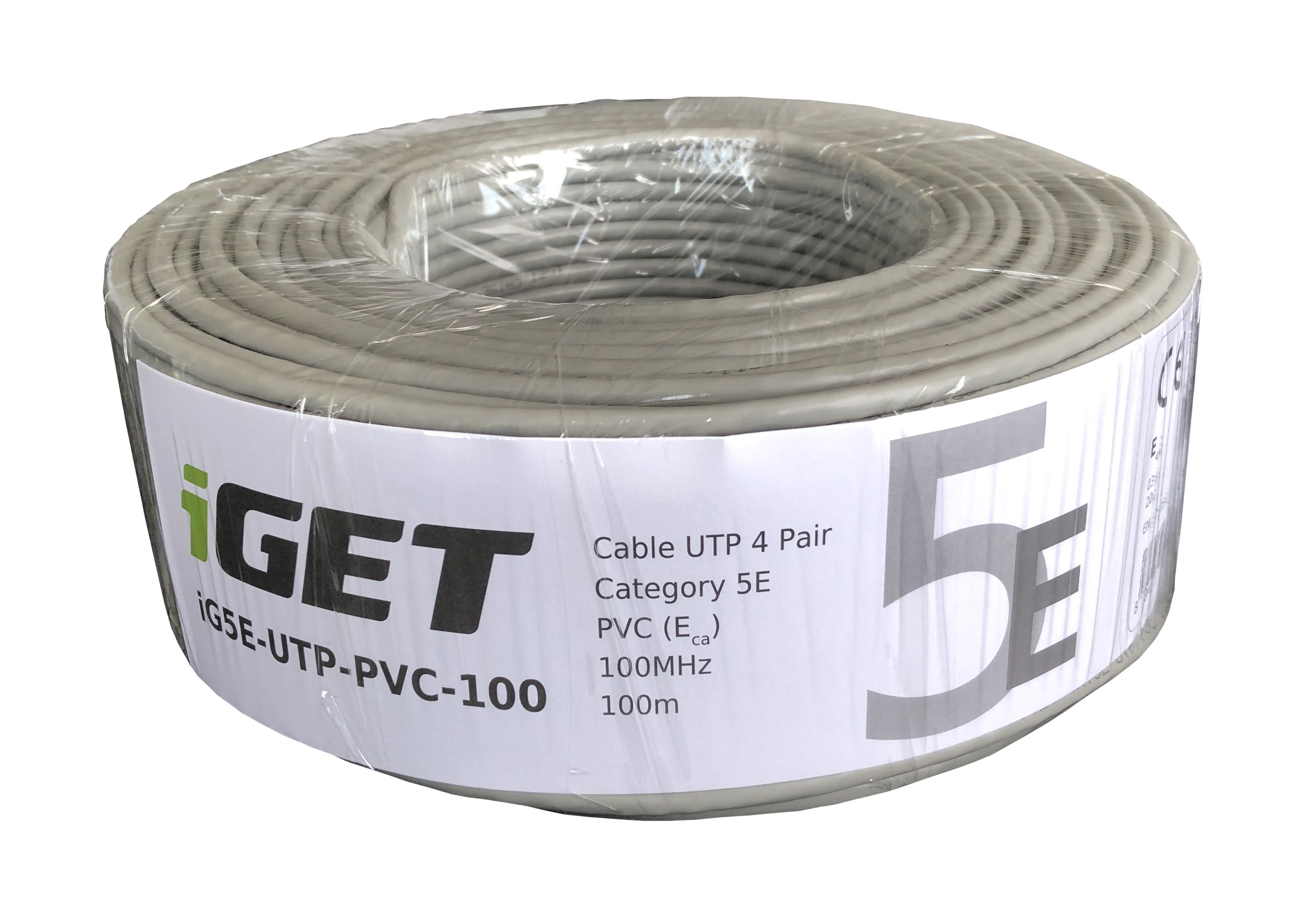 Instalační kabel iGET CAT5E UTP PVC Eca 100m/role, kabel drát, s třídou reakce na oheň Eca