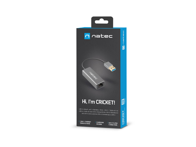 Obrázek NATEC CRICKET externí Ethernet síťová karta USB 3.0 1X RJ45 1GB kabel