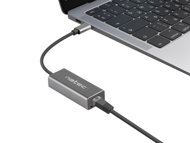 Obrázek NATEC CRICKET externí Ethernet síťová karta USB-C 3.1 1X RJ45 1GB kabel