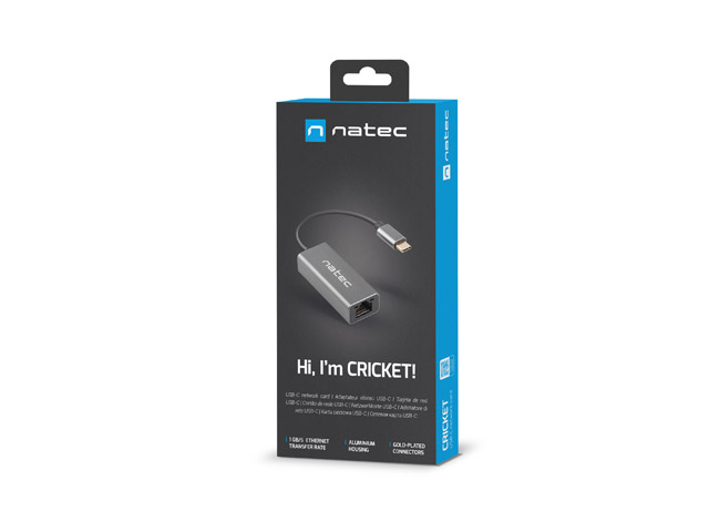 Obrázek NATEC CRICKET externí Ethernet síťová karta USB-C 3.1 1X RJ45 1GB kabel